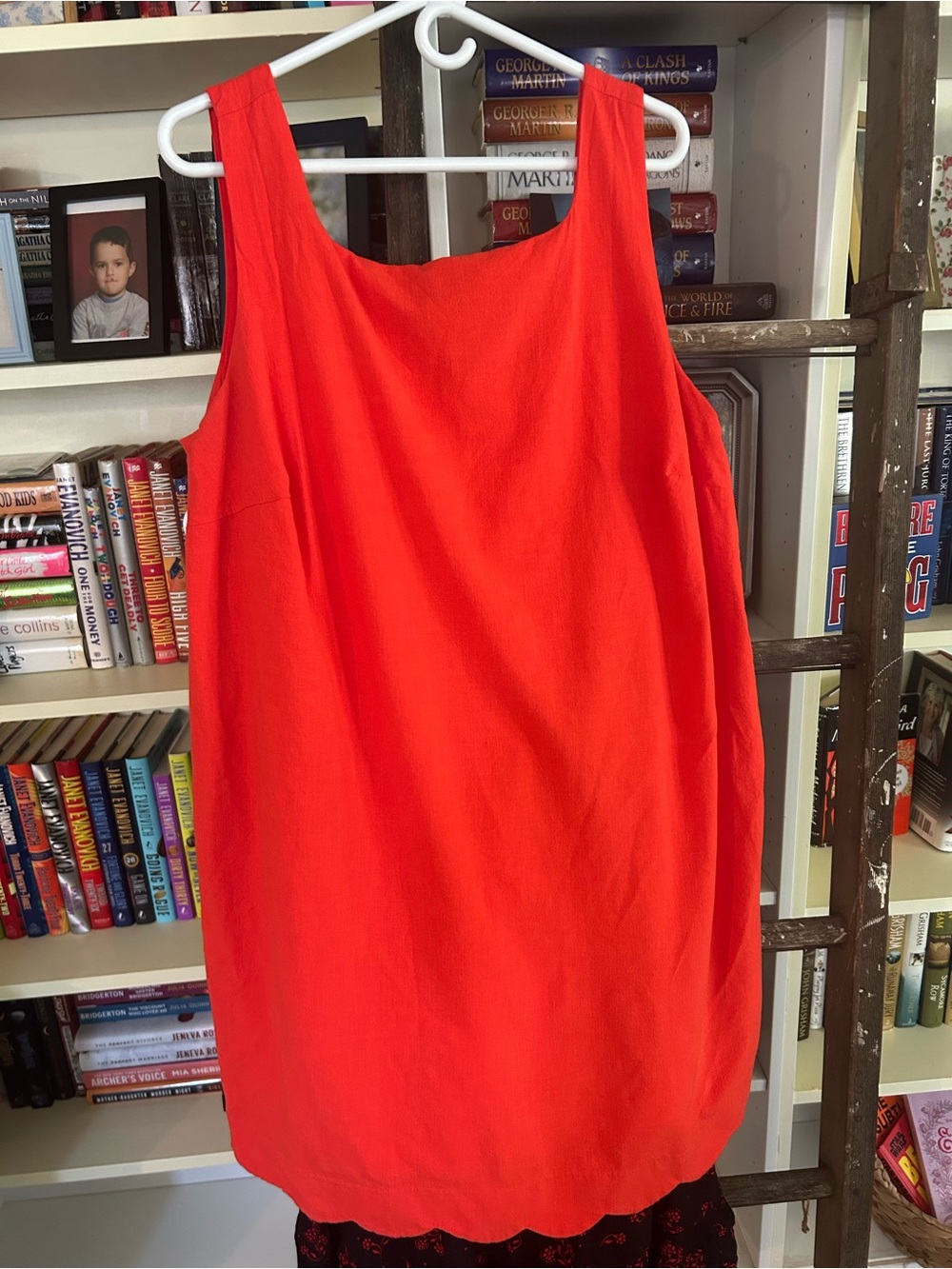 kate spade Bright Red/Orange Sleeveless Scoop-Neck scalloped hem dress